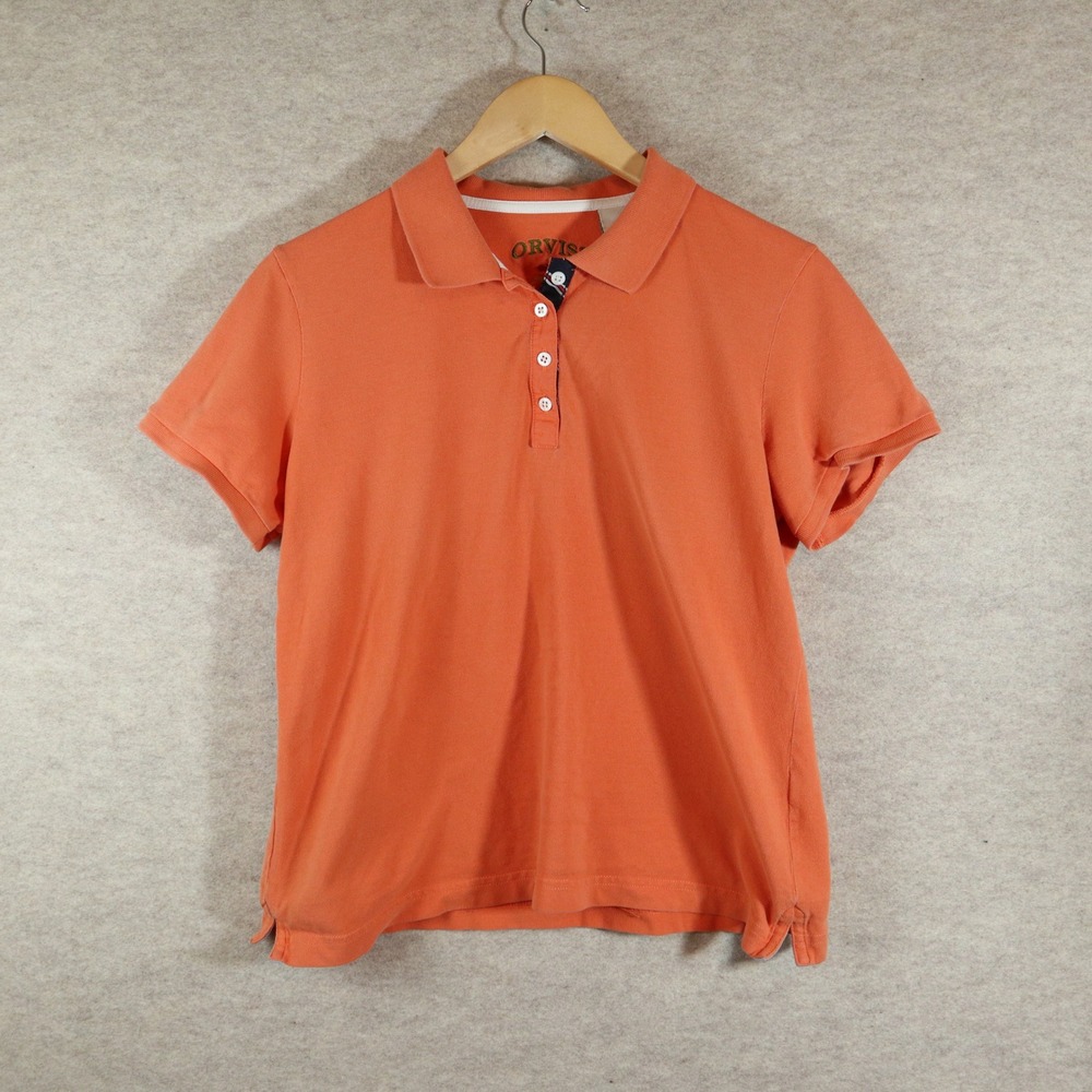 Orvis Polo Shirt Size M Classic Modern Pima Cotton Short Sleeve Orange
